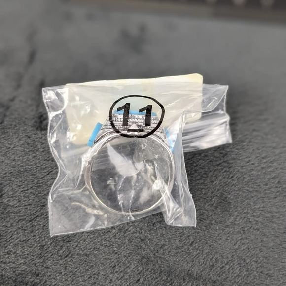 Silver color turquoise color stone ring, 11, unisex - Picture 8 of 9